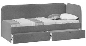 Кровать «Молли» с мягкой обивкой (900) тип 1 (Микровелюр Scandi Graphite 22) в Саргатском - sargatskoe.katalogmebeli.com | фото 2