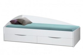 Кровать одинарная Фея - 3 (асимметричная) (2000х900) New/(белый / белый / ДВПО белый) в Саргатском - sargatskoe.katalogmebeli.com | фото