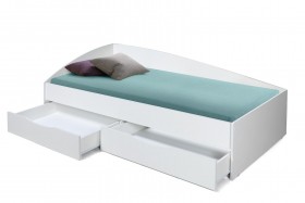 Кровать одинарная "Фея - 3" (асимметричная) (2000х900) New/(белый / белый / ДВПО белый) в Саргатском - sargatskoe.katalogmebeli.com | фото 3