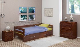 Кровать одинарная ГЛОРИЯ из массива сосны  900*2000 (Орех) в Саргатском - sargatskoe.katalogmebeli.com | фото