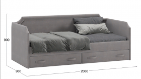 Кровать с мягкой обивкой и ящиками «Кантри» Тип 1 (900) (Велюр Светло-серый) в Саргатском - sargatskoe.katalogmebeli.com | фото 3