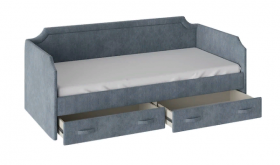 Кровать с мягкой обивкой и ящиками «Кантри» Тип 1 (900) (Замша синяя) в Саргатском - sargatskoe.katalogmebeli.com | фото 2