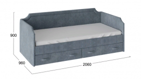 Кровать с мягкой обивкой и ящиками «Кантри» Тип 1 (900) (Замша синяя) в Саргатском - sargatskoe.katalogmebeli.com | фото 3