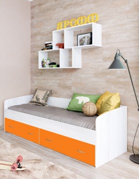 Кровать с выкатными ящиками Винтерберг/Оранжевый в Саргатском - sargatskoe.katalogmebeli.com | фото 1