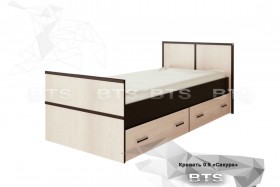 Кровать Сакура с настилом и ящиками 0,9 (Венге/Лоредо) в Саргатском - sargatskoe.katalogmebeli.com | фото 1