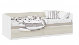Кровать «Сканди» с 2 ящиками Дуб Гарден/Белый/Глиняный серый в Саргатском - sargatskoe.katalogmebeli.com | фото 1
