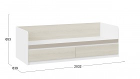 Кровать «Сканди» с 2 ящиками Дуб Гарден/Белый/Глиняный серый в Саргатском - sargatskoe.katalogmebeli.com | фото 3