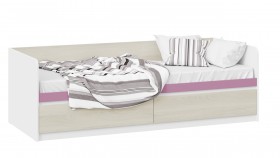 Кровать «Сканди» с 2 ящиками Дуб Гарден/Белый/Лиловый в Саргатском - sargatskoe.katalogmebeli.com | фото