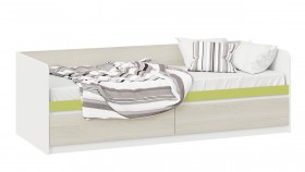 Кровать «Сканди» с 2 ящиками Дуб Гарден/Белый/Зеленый в Саргатском - sargatskoe.katalogmebeli.com | фото