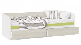 Кровать «Сканди» с 2 ящиками Дуб Гарден/Белый/Зеленый в Саргатском - sargatskoe.katalogmebeli.com | фото 2
