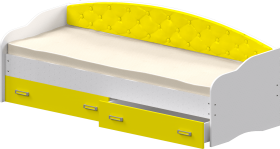 Кровать Софа-7 с мягкой спинкой (800х1900) Белый/Желтый в Саргатском - sargatskoe.katalogmebeli.com | фото 1