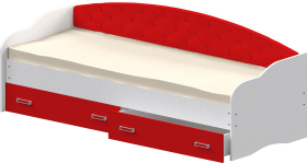 Кровать Софа-7 с мягкой спинкой (800х1900) Белый/Красный в Саргатском - sargatskoe.katalogmebeli.com | фото
