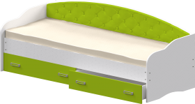 Кровать Софа-7 с мягкой спинкой (800х1900) Белый/Лайм в Саргатском - sargatskoe.katalogmebeli.com | фото 1