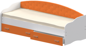 Кровать Софа-7 с мягкой спинкой (800х1900) Белый/Оранжевый в Саргатском - sargatskoe.katalogmebeli.com | фото