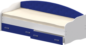 Кровать Софа-7 с мягкой спинкой (800х1900) Белый/Синий в Саргатском - sargatskoe.katalogmebeli.com | фото 1