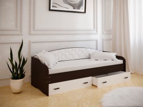 Кровать Софа-7 с мягкой спинкой (800х1900) Венге/ Белый в Саргатском - sargatskoe.katalogmebeli.com | фото