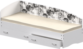 Кровать Софа-9 с мягкой спинкой с рисунком Милана (900х1900) Белый в Саргатском - sargatskoe.katalogmebeli.com | фото 1