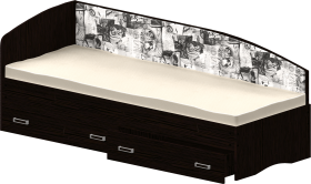 Кровать Софа-9 с мягкой спинкой с рисунком Милана (900х1900) Венге в Саргатском - sargatskoe.katalogmebeli.com | фото 1