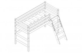 Кровать Соня вариант 6 полувысокая с наклонной лестницей Белый полупрозрачный в Саргатском - sargatskoe.katalogmebeli.com | фото 3