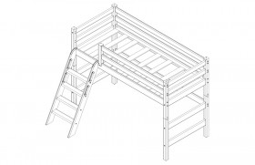 Кровать Соня вариант 6 полувысокая с наклонной лестницей Белый полупрозрачный в Саргатском - sargatskoe.katalogmebeli.com | фото 4