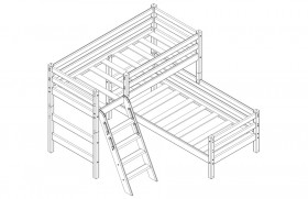 Кровать Соня вариант 8 угловая с наклонной лестницей Белый полупрозрачный в Саргатском - sargatskoe.katalogmebeli.com | фото 3