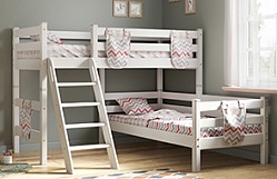 Кровать Соня вариант 8 угловая с наклонной лестницей Белый полупрозрачный в Саргатском - sargatskoe.katalogmebeli.com | фото