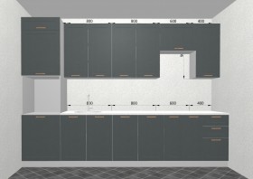 Кухня Квадро 3,2 м (высокие модули/Железо/Серый) в Саргатском - sargatskoe.katalogmebeli.com | фото 3