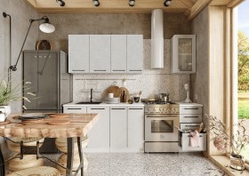 Кухонный гарнитур Нувель 1800мм белый/бетон белый в Саргатском - sargatskoe.katalogmebeli.com | фото