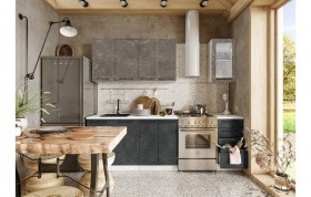 Кухонный гарнитур Нувель 1800мм белый/бетон коричневый/бетон черный в Саргатском - sargatskoe.katalogmebeli.com | фото