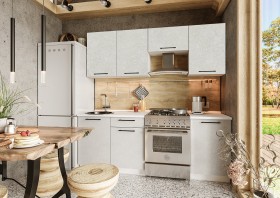Кухонный гарнитур Нувель 2100мм белый/бетон белый в Саргатском - sargatskoe.katalogmebeli.com | фото 1