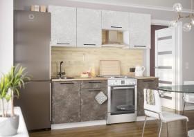 Кухонный гарнитур Нувель 2100мм белый/бетон коричневый в Саргатском - sargatskoe.katalogmebeli.com | фото
