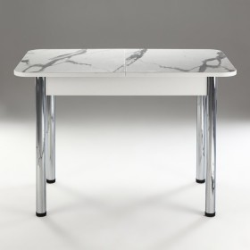 Кухонный стол 1100*700/400 ф 2 Пластик, мрамор белый в Саргатском - sargatskoe.katalogmebeli.com | фото 1