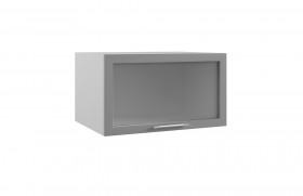 Квадро ГВПГС 800 шкаф верхний горизонтальный глубокий со стеклом высокий (Железо/корпус Серый) в Саргатском - sargatskoe.katalogmebeli.com | фото