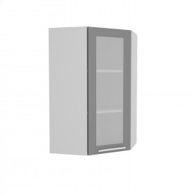 Квадро ВПУС 550 шкаф верхний угловой со стеклом высокий (Железо/корпус Серый) в Саргатском - sargatskoe.katalogmebeli.com | фото