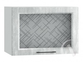 Либерти Шкаф верхний горизонтальный со стеклом ШВГС 609 (Холст грей/корпус белый) в Саргатском - sargatskoe.katalogmebeli.com | фото