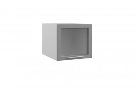 Лофт ГВПГС 500 шкаф верхний горизонтальный глубокий со стеклом высокий (Штукатурка белая/корпус Серый) в Саргатском - sargatskoe.katalogmebeli.com | фото