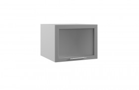 Лофт ГВПГС 600 шкаф верхний горизонтальный глубокий со стеклом высокий (Штукатурка белая/корпус Серый) в Саргатском - sargatskoe.katalogmebeli.com | фото