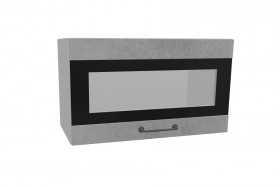 Лофт ПГСФ 600 шкаф верхний горизонтальный со стеклом и фотопечатью (Бетон светлый/корпус Серый) в Саргатском - sargatskoe.katalogmebeli.com | фото