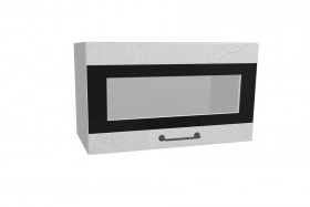 Лофт ПГСФ 600 шкаф верхний горизонтальный со стеклом и фотопечатью (Штукатурка белая/корпус Серый) в Саргатском - sargatskoe.katalogmebeli.com | фото
