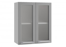 Лофт ПС 600 шкаф верхний со стеклом (Штукатурка белая/корпус Серый) в Саргатском - sargatskoe.katalogmebeli.com | фото