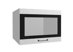 Лофт ВПГСФ 600 шкаф верхний горизонтальный со стеклом высокий с фотопечатью (Штукатурка белая/корпус Серый) в Саргатском - sargatskoe.katalogmebeli.com | фото