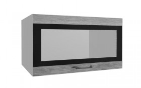 Лофт ВПГСФ 800 шкаф верхний горизонтальный со стеклом высокий с фотопечатью (Дуб майский/корпус Серый) в Саргатском - sargatskoe.katalogmebeli.com | фото