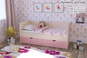 Мальвина Кровать детская 2 ящика 1.6 Розовыйй глянец в Саргатском - sargatskoe.katalogmebeli.com | фото 1