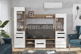 Мебель для гостиной МГС 6 (Исполнение 1/Дуб золотой/Белый глянец) в Саргатском - sargatskoe.katalogmebeli.com | фото