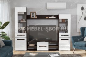 Мебель для гостиной МГС 6 (Исполнение 1/Венге/Белый глянец) в Саргатском - sargatskoe.katalogmebeli.com | фото 1