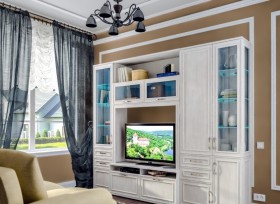 Модульная гостиная Флоренция (Дуб Сонома белый) в Саргатском - sargatskoe.katalogmebeli.com | фото 1