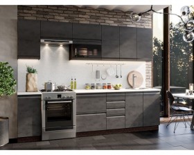 Модульная кухня Бруклин 2,8 м (Бетон черный/Венге) в Саргатском - sargatskoe.katalogmebeli.com | фото