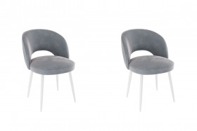 Набор стульев Моли 2 шт (серый велюр/белый) в Саргатском - sargatskoe.katalogmebeli.com | фото