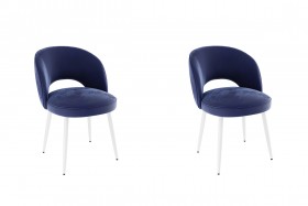 Набор стульев Моли 2 шт (синий велюр/белый) в Саргатском - sargatskoe.katalogmebeli.com | фото