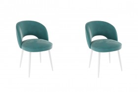 Набор стульев Моли 2 шт (зеленый велюр/белый) в Саргатском - sargatskoe.katalogmebeli.com | фото
